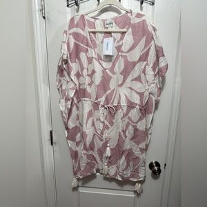 Poolside Paradiso Swim‎ Coverup Women’s M/L pink white Mini dress Beach Tropical